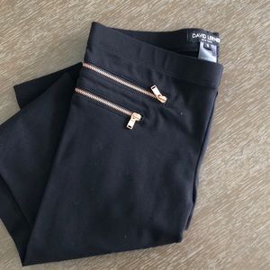 David Lerner size S leggings with copper zippers.
